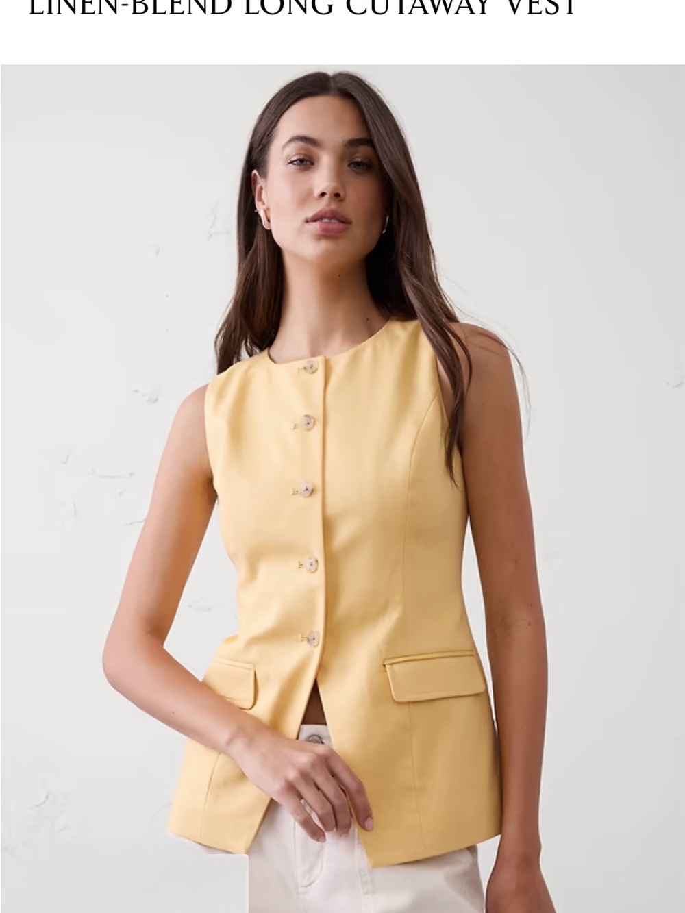 Banana Republic Pale Yellow Sleeveless Tailored Vest